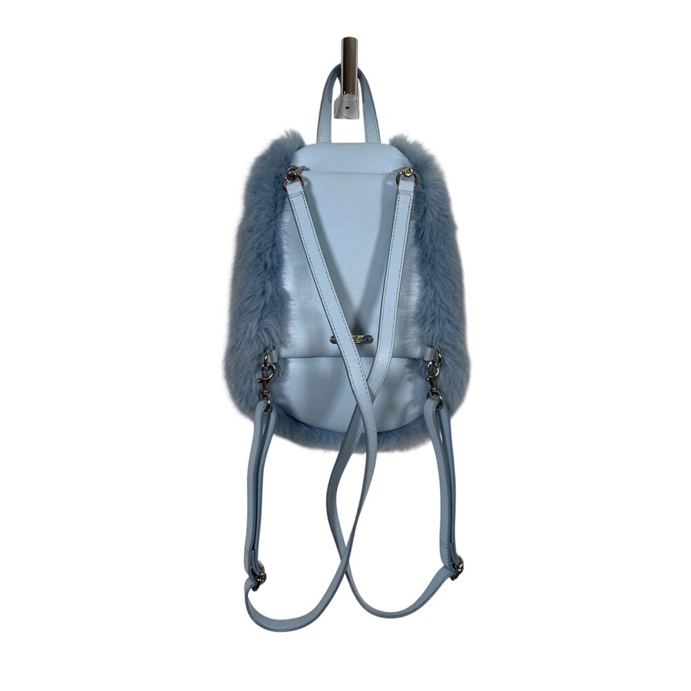 Rebecca Minkoff Backpack Womens Mini Light Blue Julian Convertible Faux Fur - Picture 2 of 11